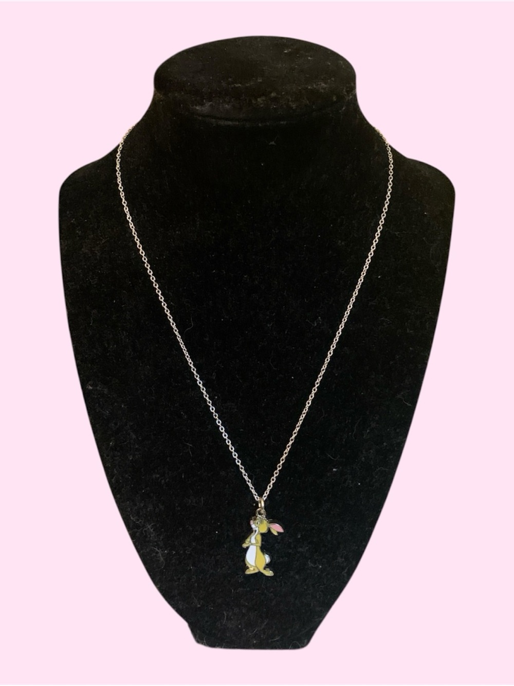 Disney Winnie the Pooh Rabbit Enamel Pendant Silver-Tone Chain Necklace
